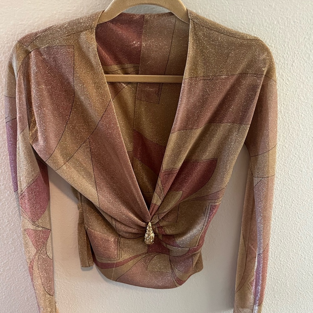 Gucci vintage blouse with lion Broach  42 authentic